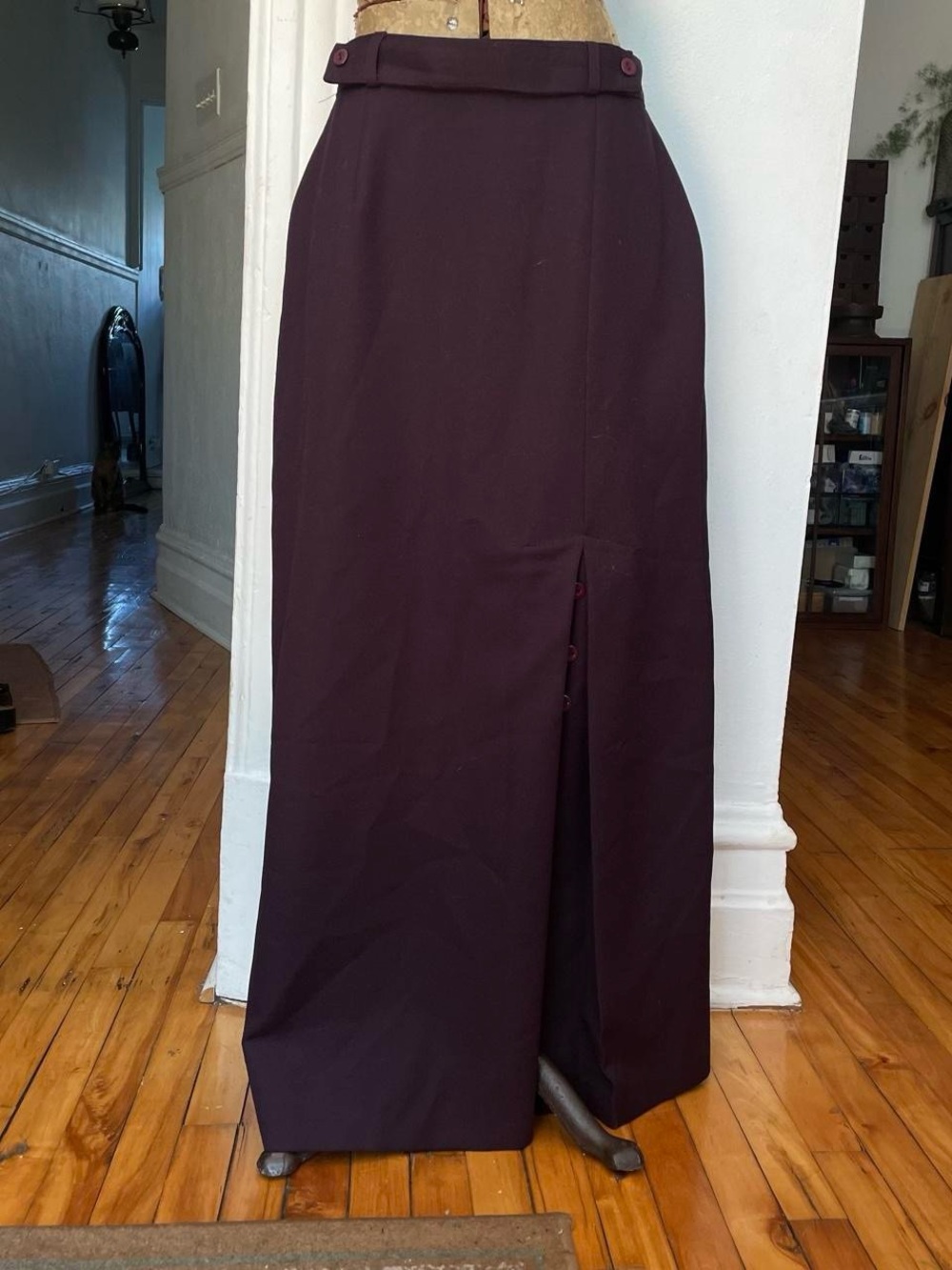 Classic High-Waist Maxi Skirt in Deep Plum